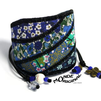 Bracelet manchette vagues bleu