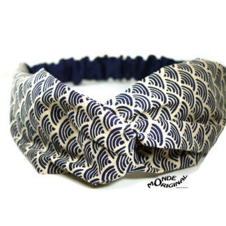 Bandeau turban en tissu motifs japonais