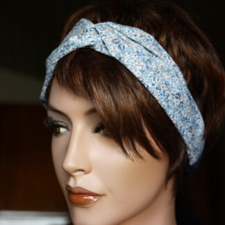Bandeau turban bleu en tissu Liberty