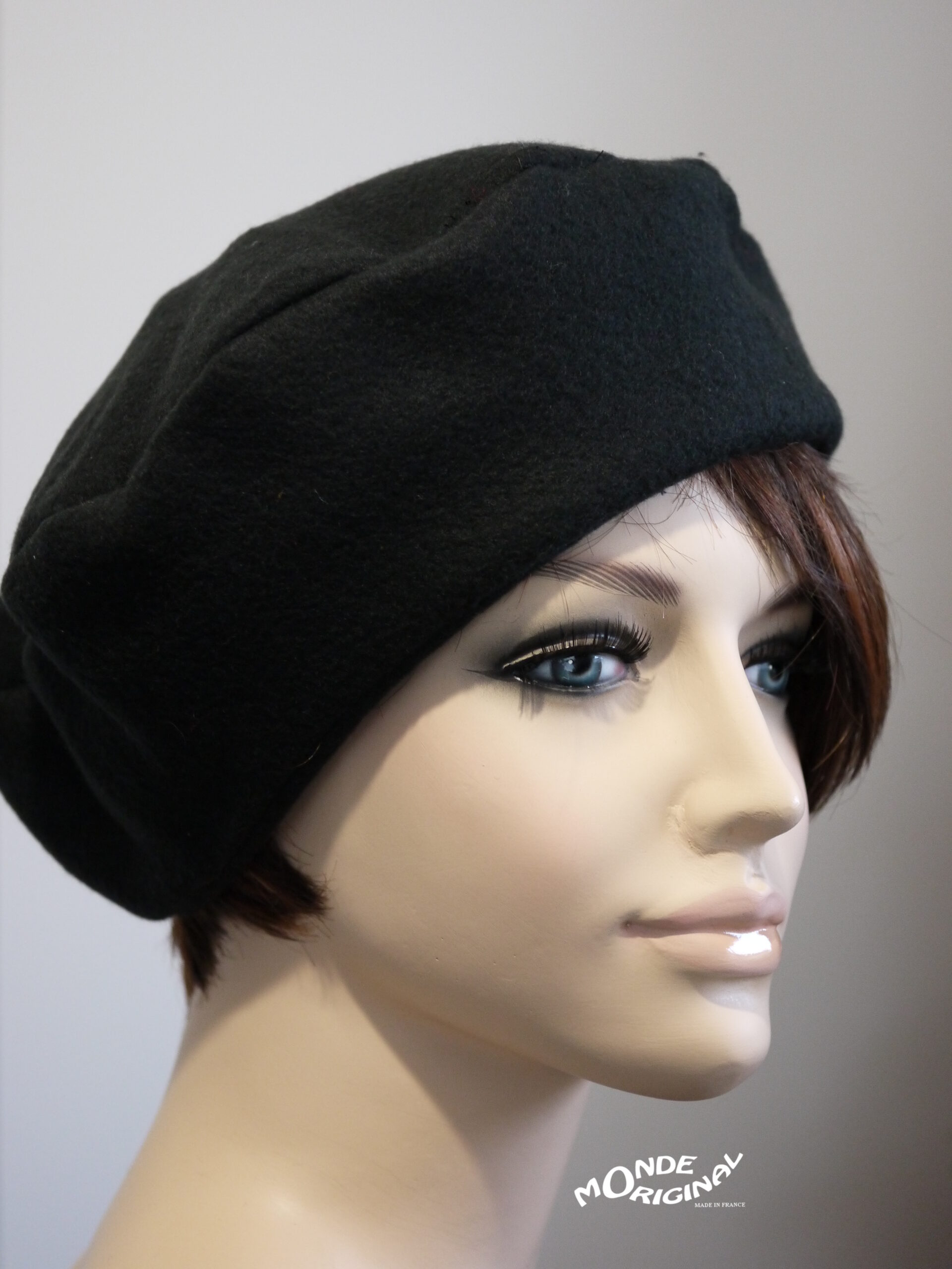 Béret en laine rouge gris noir – Image 3
