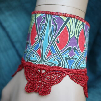 Bracelet manchette en cuir et liberty lanthe