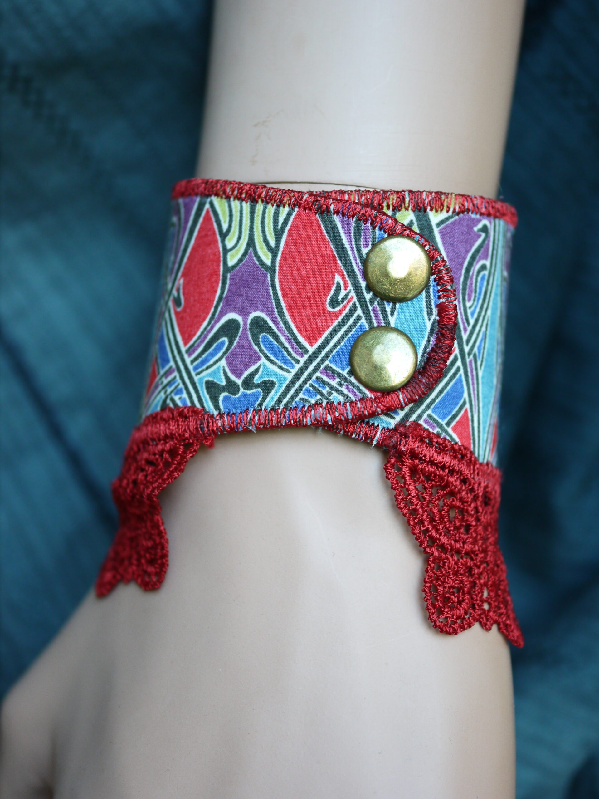 Bracelet manchette en cuir et liberty lanthe – Image 3